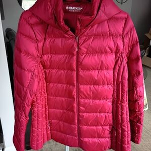 Heatkeep Women's Red Packable Puffer Bomber Jacket